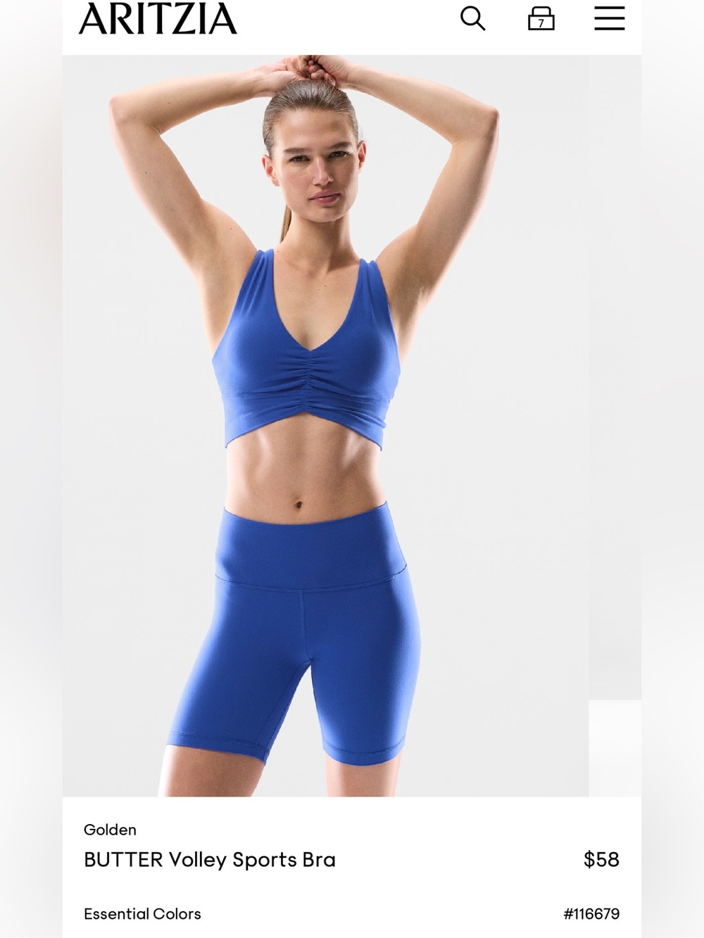 Blue Aritzia volley bra size small